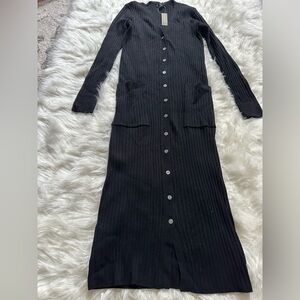 Ribbed V-Neck Cardigan Dress